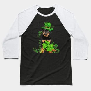 Lucky Rottweiler Shamrock St Patrick's Day Baseball T-Shirt